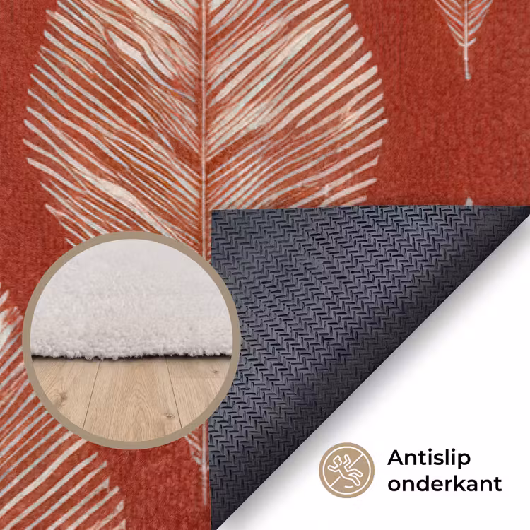 Bladeren - Rood - Elegant Vloerkleed Rechthoek klein -uniquesellingpoint_antislip_NL