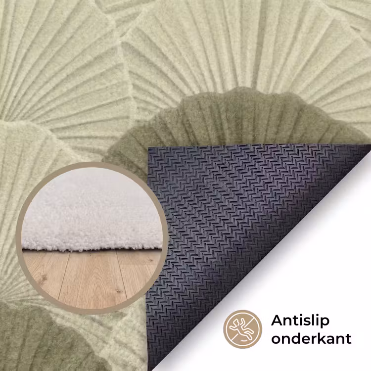 Bladeren - Structuur - Groen Vloerkleed Rechthoek klein 1091 -uniquesellingpoint_antislip_NL_DE
