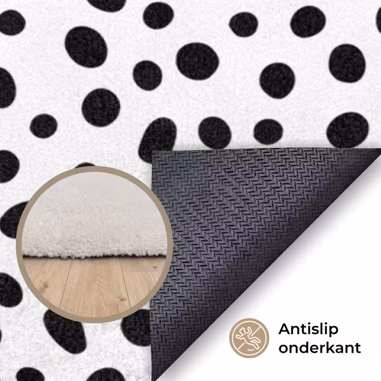 Bliksem - Roze - Stippen Vloerkleed Rechthoek klein -uniquesellingpoint_antislip_NL_DE