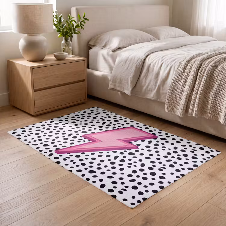 Bliksem - Roze - Stippen Vloerkleed Rechthoek klein -atmosphere_sfeer3_global