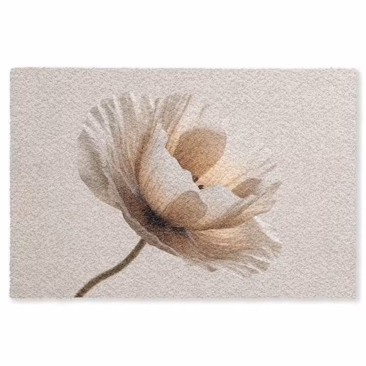 Bloem - Beige - Crème Vloerkleed Rechthoek klein -3d