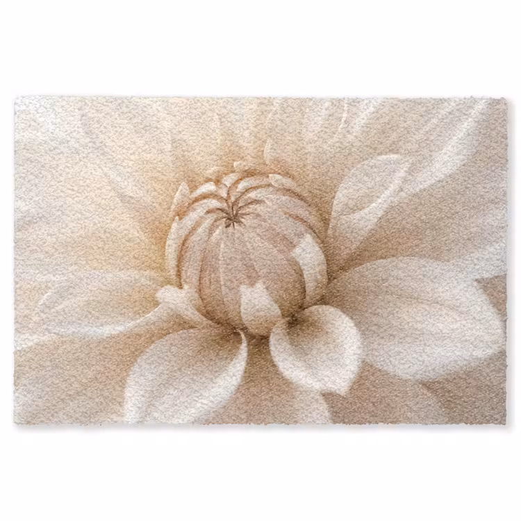 Bloem - Dahlia - Wit Vloerkleed Rechthoek klein -3d