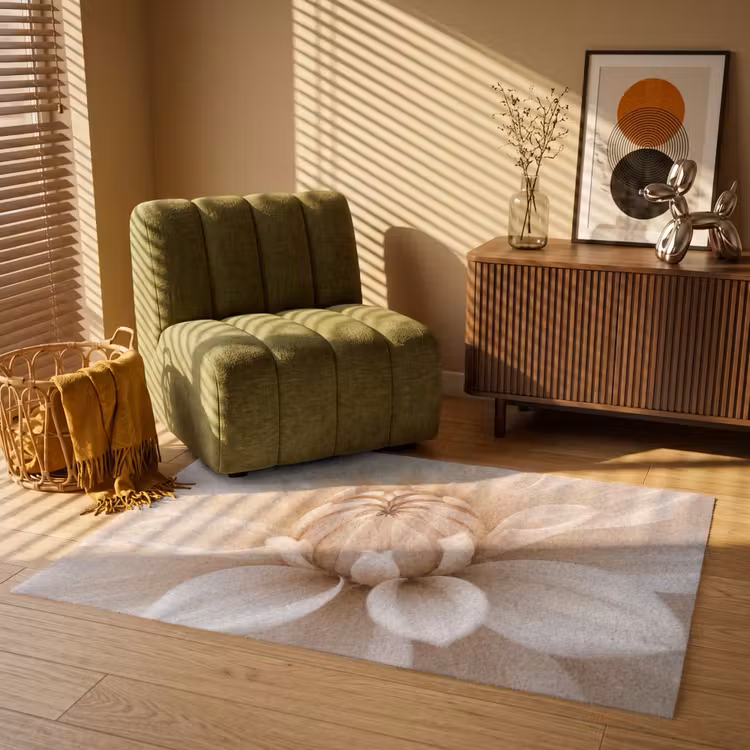 Bloem - Dahlia - Wit Vloerkleed Rechthoek klein -atmosphere_sfeer1_global