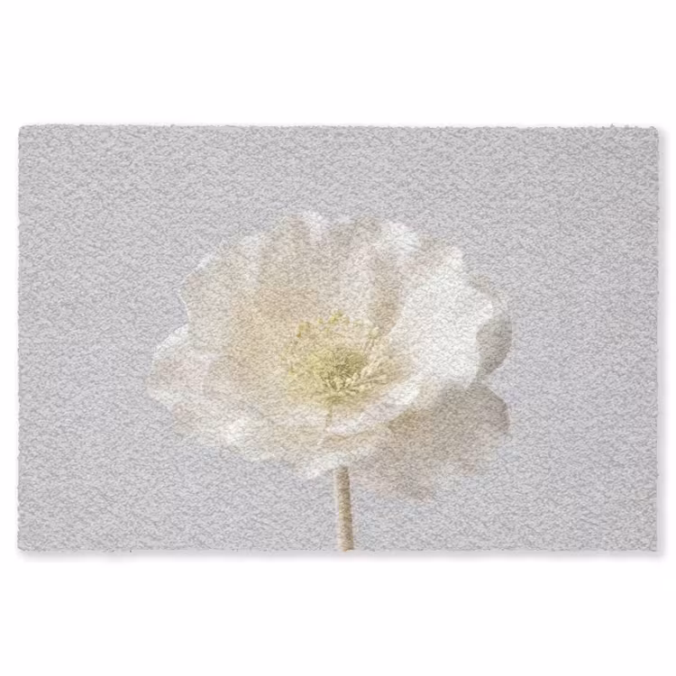 Bloem - Minimalistisch -Wit Vloerkleed Rechthoek klein -3d