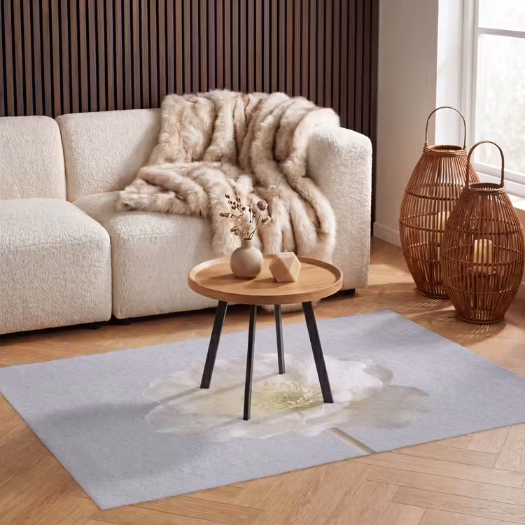 Bloem - Minimalistisch -Wit Vloerkleed Rechthoek klein -atmosphere_sfeer2_global
