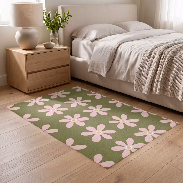 Bloem - Modern - Groen Vloerkleed Rechthoek klein 1091 -atmosphere_sfeer3_global