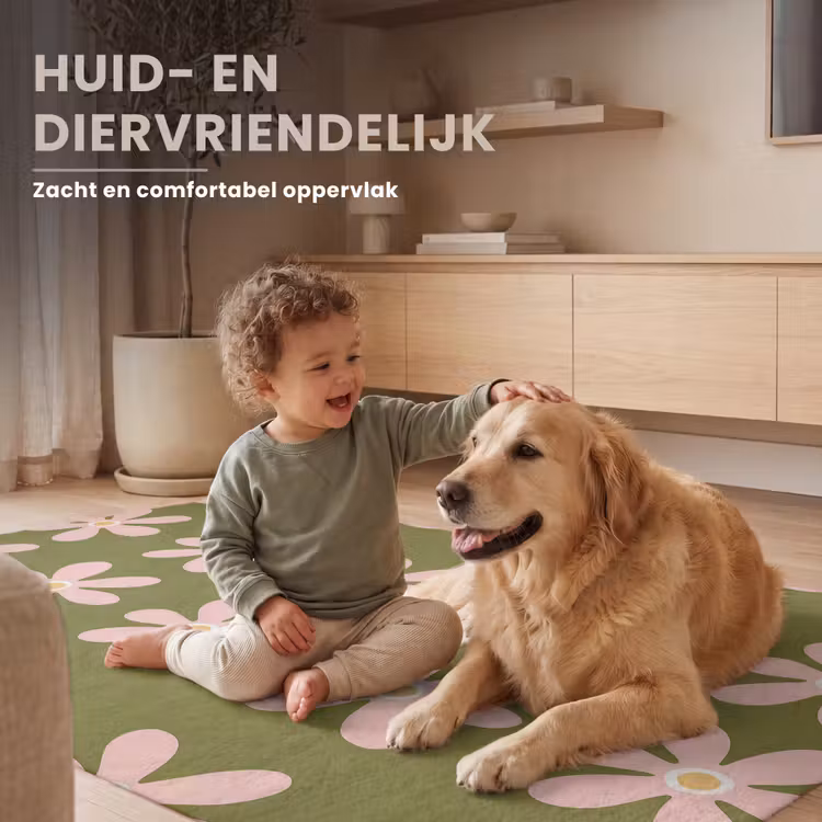 Bloem - Modern - Groen Vloerkleed Rechthoek klein 1091 -uniquesellingpoint_zacht_NL