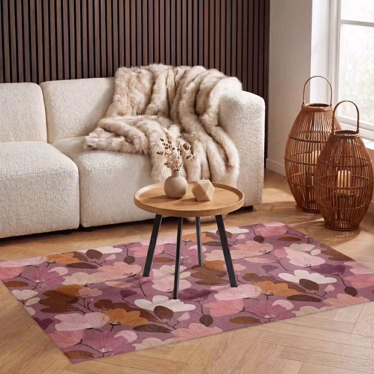 Bloem - Patroon - Roze Vloerkleed Rechthoek klein 1091 -atmosphere_sfeer2_global