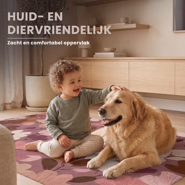 Bloem - Patroon - Roze Vloerkleed Rechthoek klein 1091 -uniquesellingpoint_USP_zachtNL_DE