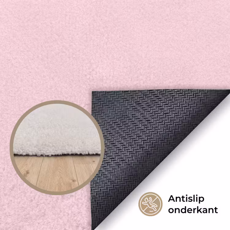 Bloem - Roze - Hartjes Vloerkleed Rechthoek klein -uniquesellingpoint_antislip_NL_DE
