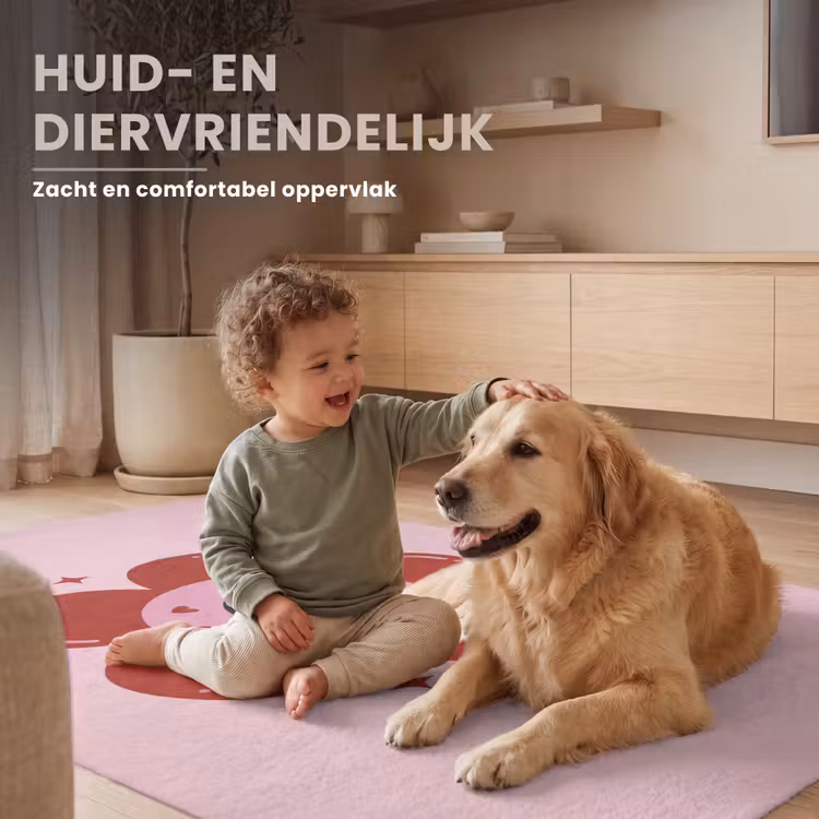 Bloem - Roze - Hartjes Vloerkleed Rechthoek klein -uniquesellingpoint_zacht_NL