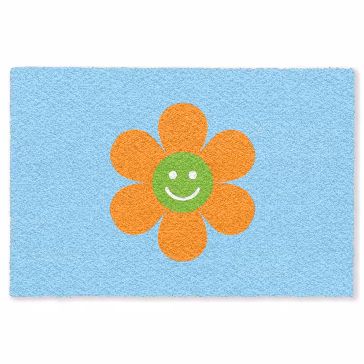 Bloem - Smiley - Kleurrijk Vloerkleed Rechthoek klein -3d
