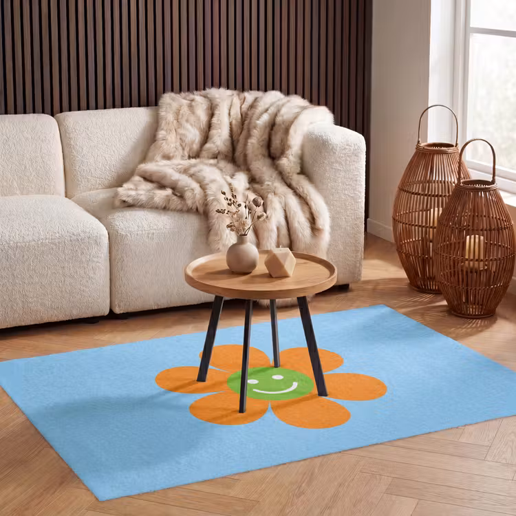 Bloem - Smiley - Kleurrijk Vloerkleed Rechthoek klein -atmosphere_sfeer2_global