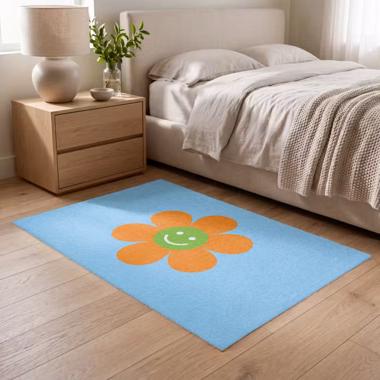 Bloem - Smiley - Kleurrijk Vloerkleed Rechthoek klein -atmosphere_sfeer3_global
