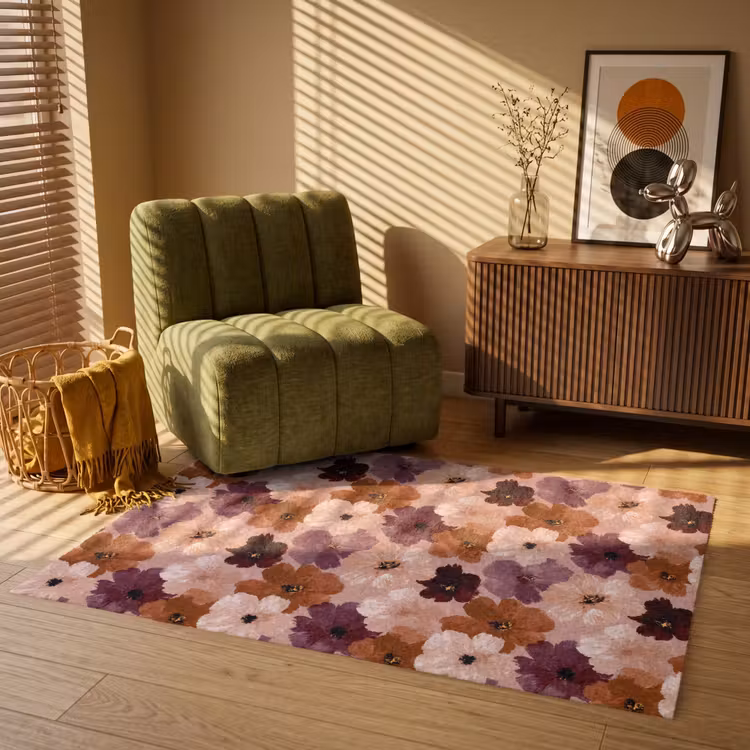 Bloemen - Abstract - Aardetinten Vloerkleed Rechthoek klein 1091 -atmosphere_sfeer1_global