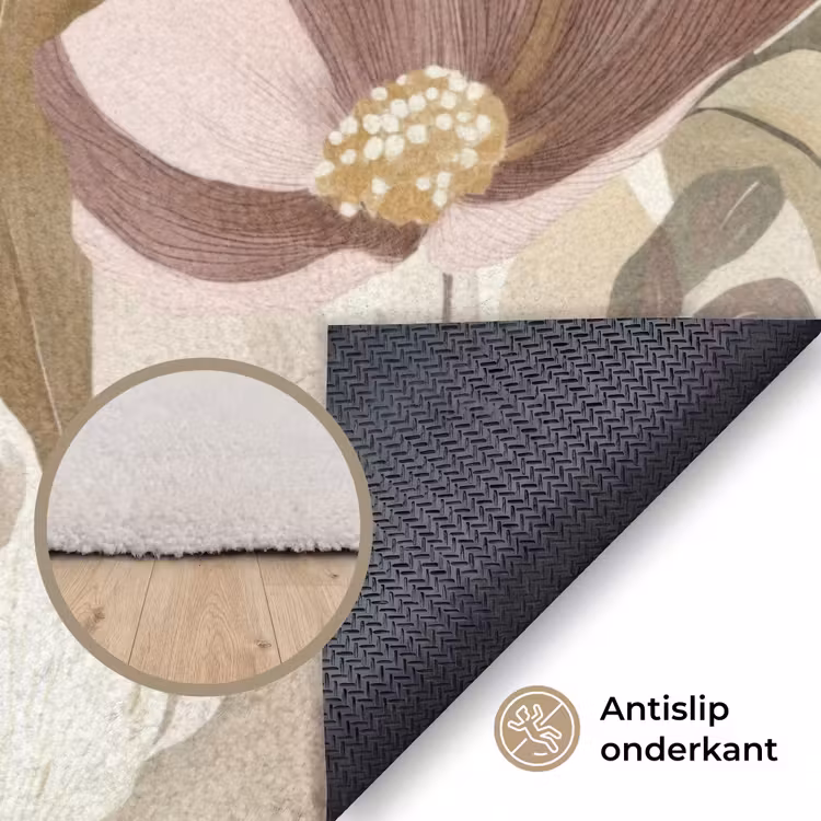 Bloemen - Aquarel - Kleurrijk Vloerkleed Rechthoek klein 1091 -uniquesellingpoint_antislip_NL_DE