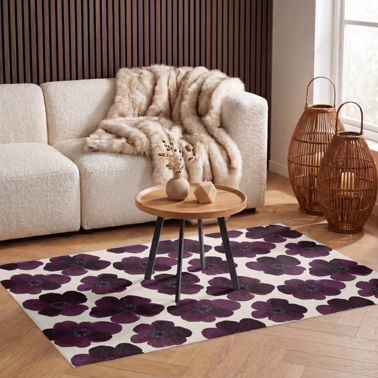 Bloemen - Aquarel - Paars Vloerkleed Rechthoek klein 1091 -atmosphere_sfeer2_global