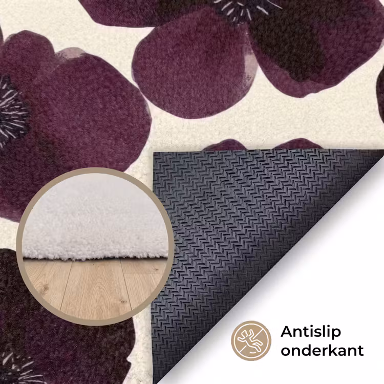 Bloemen - Aquarel - Paars Vloerkleed Rechthoek klein 1091 -uniquesellingpoint_antislip_NL