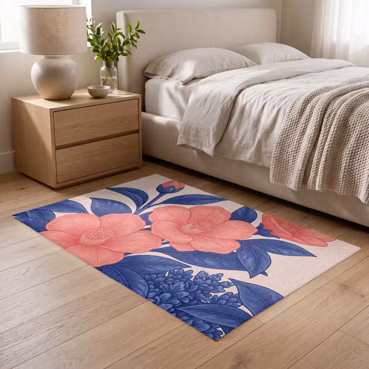 Vloerkleed - Bloemen - Bladeren - Botanisch - Bloemen - Bladeren - Botanisch Vloerkleed Rechthoek klein