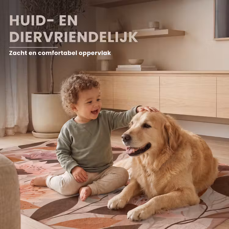 Bloemen - Bladeren - Bruin Vloerkleed Rechthoek klein 1091 -uniquesellingpoint_zacht_NL