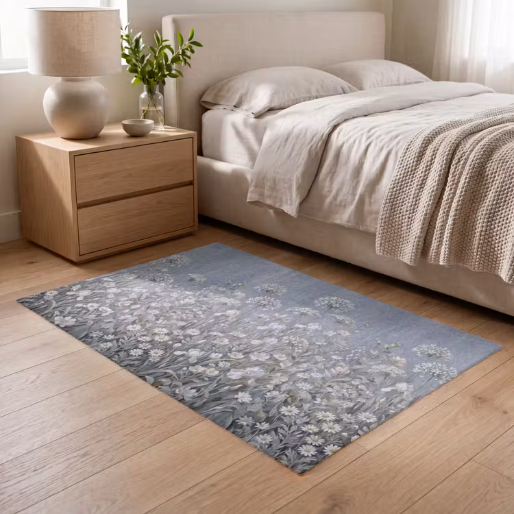 Bloemen - Botanisch - Blauw Vloerkleed Rechthoek klein -atmosphere_sfeer3_global