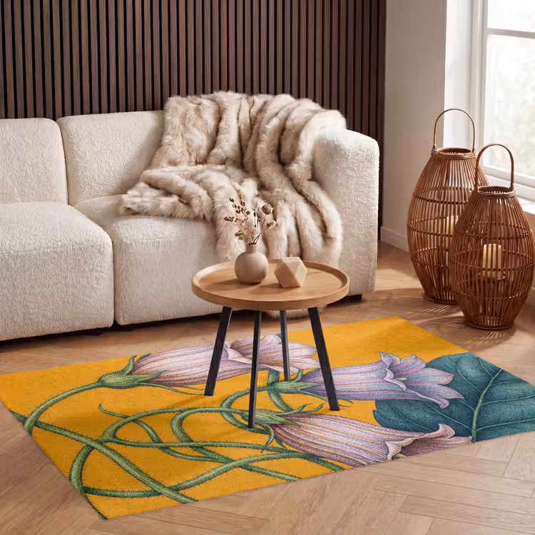 Vloerkleed - Bloemen - Botanisch - Geel - Bloemen - Botanisch - Geel Vloerkleed Rechthoek klein