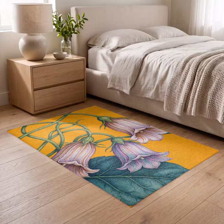 Vloerkleed - Bloemen - Botanisch - Geel - Bloemen - Botanisch - Geel Vloerkleed Rechthoek klein