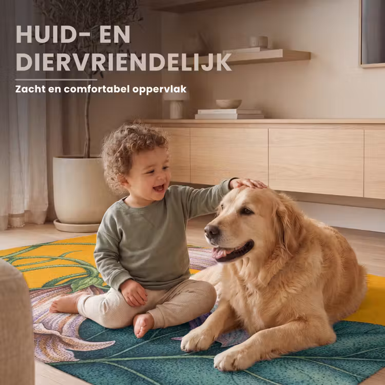 Vloerkleed - Bloemen - Botanisch - Geel - Bloemen - Botanisch - Geel Vloerkleed Rechthoek klein