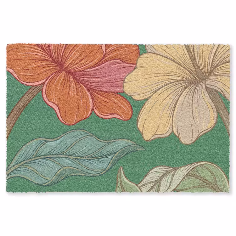 Vloerkleed - Bloemen - Groen - Illustratie - Bloemen - Groen - Illustratie Vloerkleed Rechthoek klein