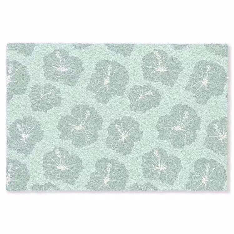 Bloemen - Hibiscus - Mint Vloerkleed Rechthoek klein 1091 -3d