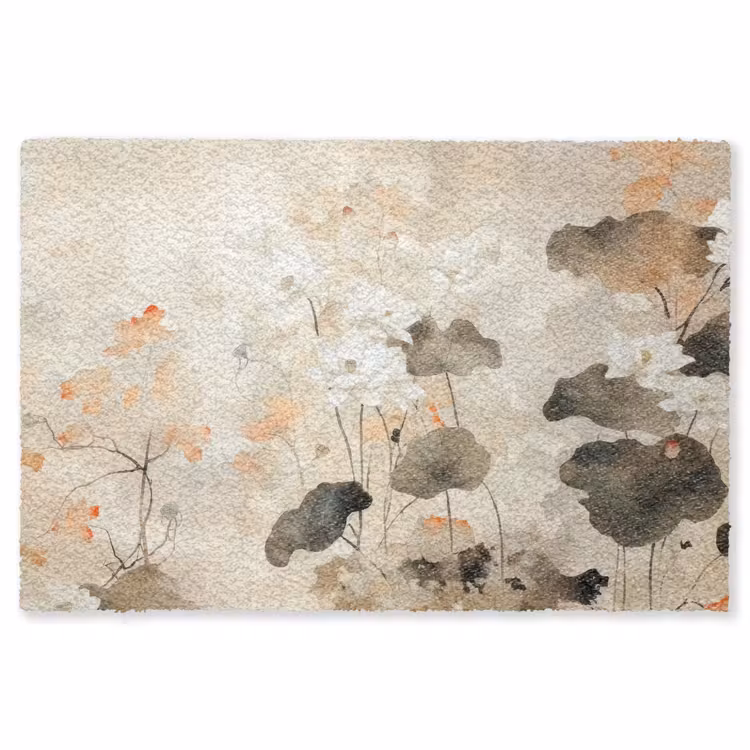 Bloemen - Japandi - Wabi sabi Vloerkleed Rechthoek klein -3d