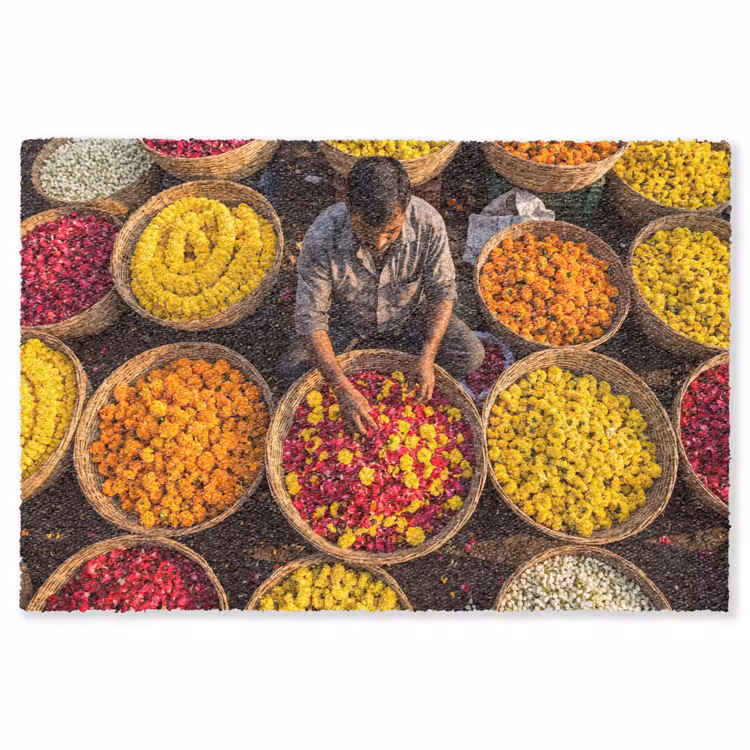 Vloerkleed - Bloemen - Markt - Kleurrijk - Bloemen - Markt - Kleurrijk Vloerkleed Rechthoek klein