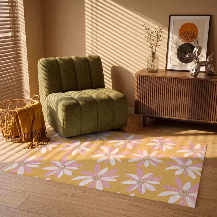 Bloemen - Modern - Geel Vloerkleed Rechthoek klein 1091 -atmosphere_sfeer1_global