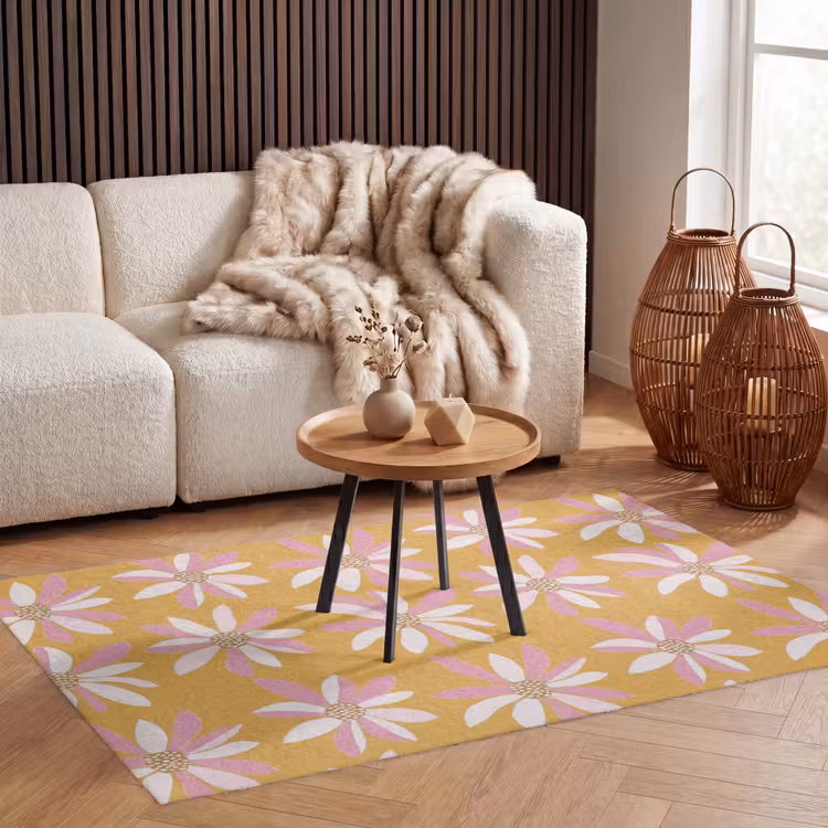 Bloemen - Modern - Geel Vloerkleed Rechthoek klein 1091 -atmosphere_sfeer2_global