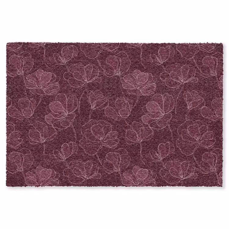 Bloemen - Patroon - Bordeauxrood Vloerkleed Rechthoek klein 1091 -3d