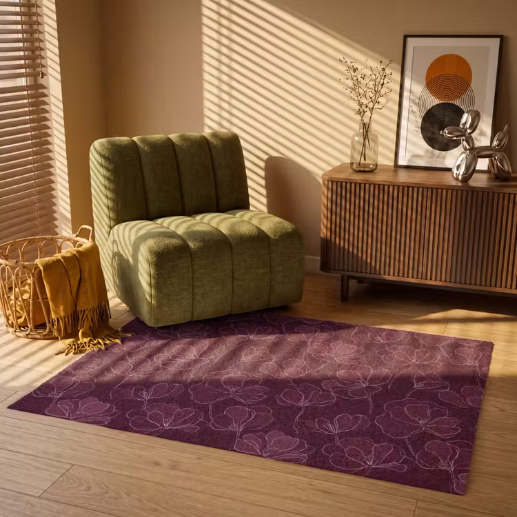 Bloemen - Patroon - Bordeauxrood Vloerkleed Rechthoek klein 1091 -atmosphere_sfeer1_global