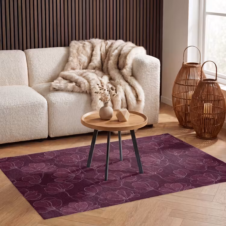 Bloemen - Patroon - Bordeauxrood Vloerkleed Rechthoek klein 1091 -atmosphere_sfeer2_global