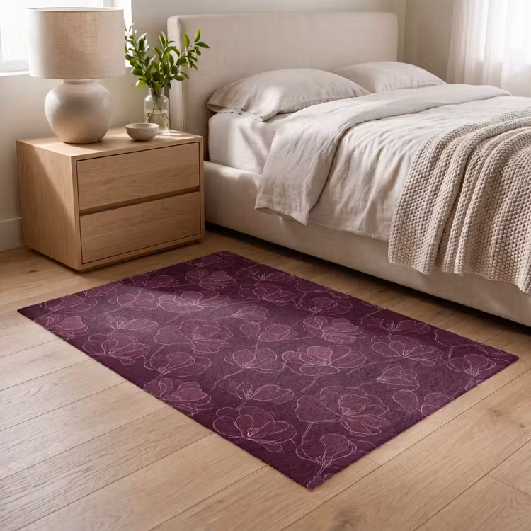 Bloemen - Patroon - Bordeauxrood Vloerkleed Rechthoek klein 1091 -atmosphere_sfeer3_global