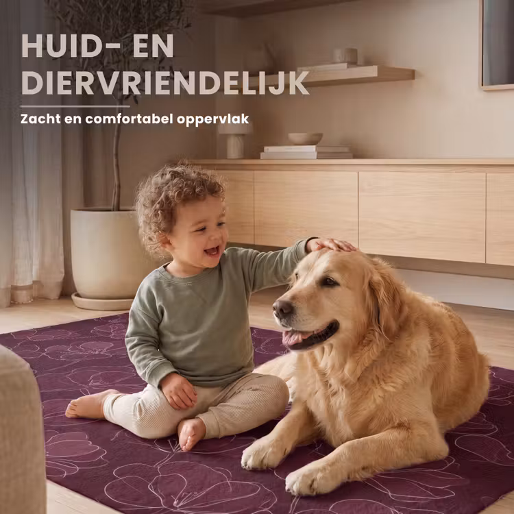 Bloemen - Patroon - Bordeauxrood Vloerkleed Rechthoek klein 1091 -uniquesellingpoint_zacht_NL