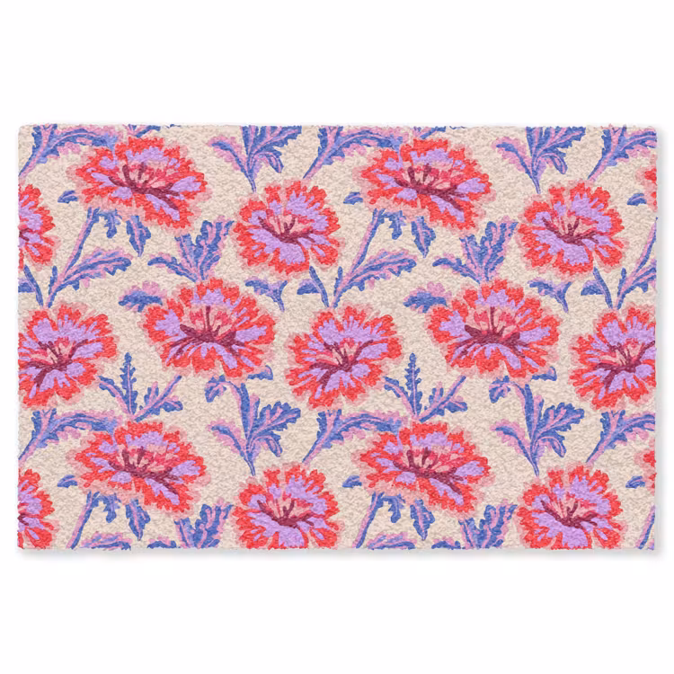 Bloemen - Patroon - Meerkleurig Vloerkleed Rechthoek klein 1091 -3d