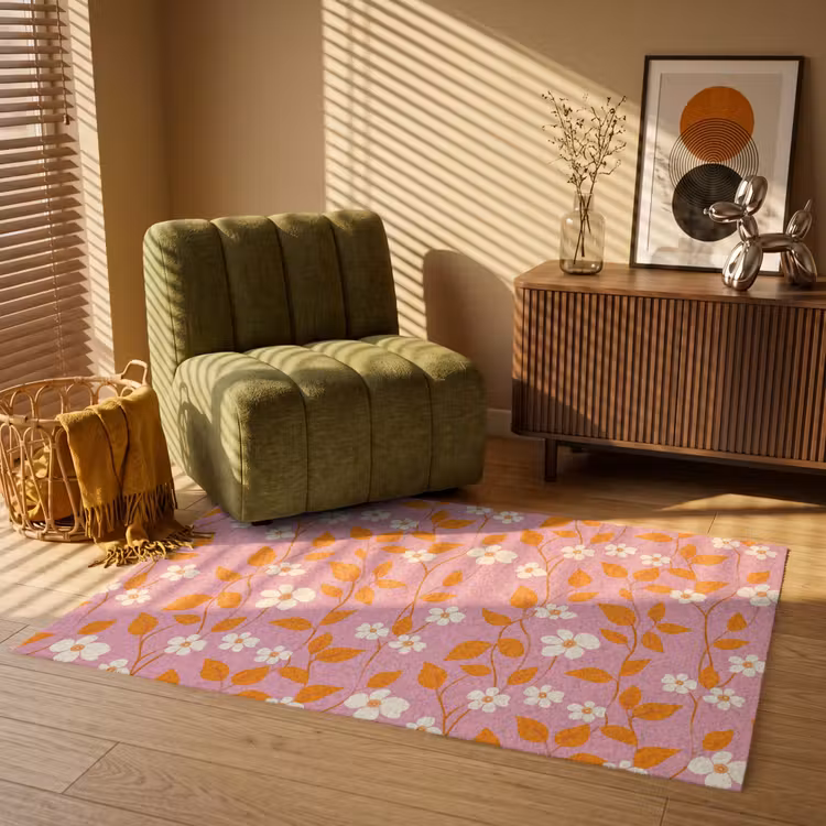 Bloemen - Patroon - Oranje Vloerkleed Rechthoek klein 1091 -atmosphere_sfeer1_global