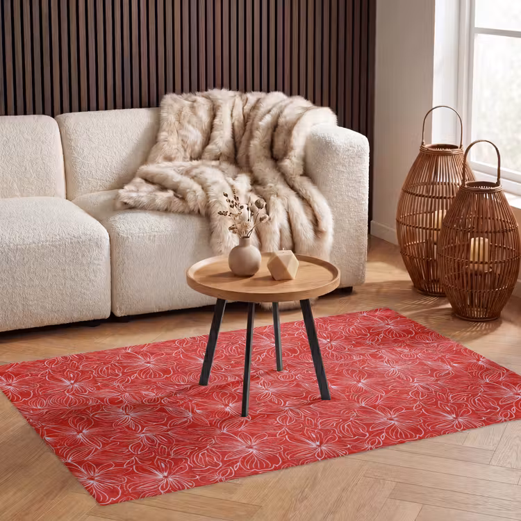 Bloemen - Patroon - Rood Vloerkleed Rechthoek klein 1091 -atmosphere_sfeer2_global