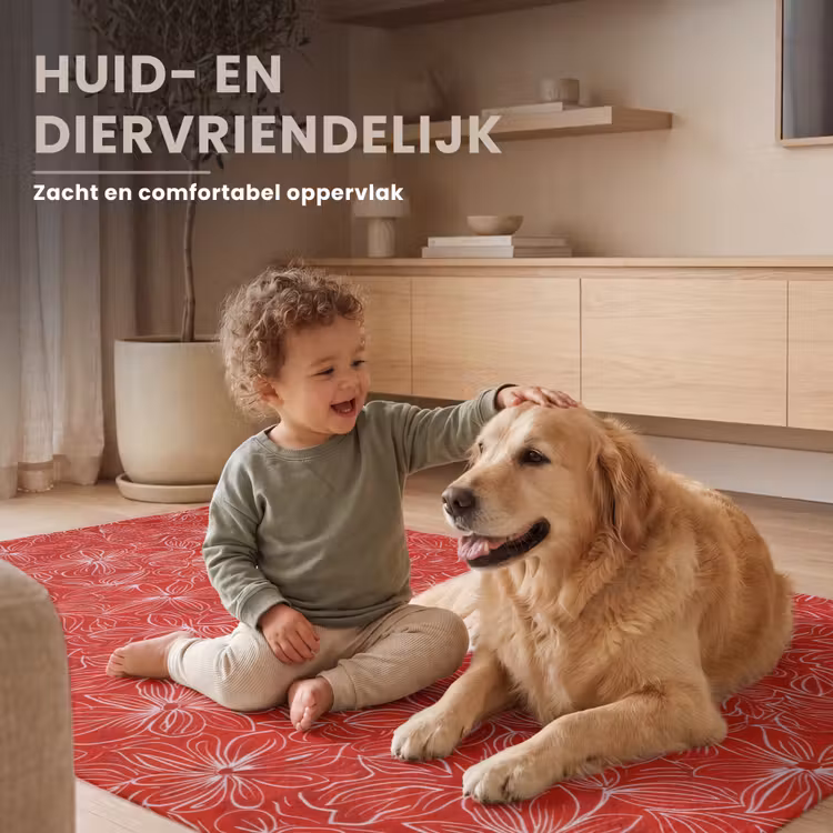 Bloemen - Patroon - Rood Vloerkleed Rechthoek klein 1091 -uniquesellingpoint_zacht_NL