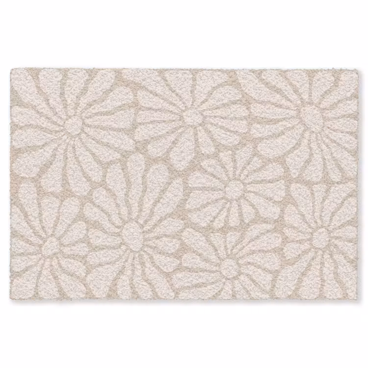 Bloemen - Print - Beige - Bruin - Minimalistisch Vloerkleed Rechthoek klein -3d
