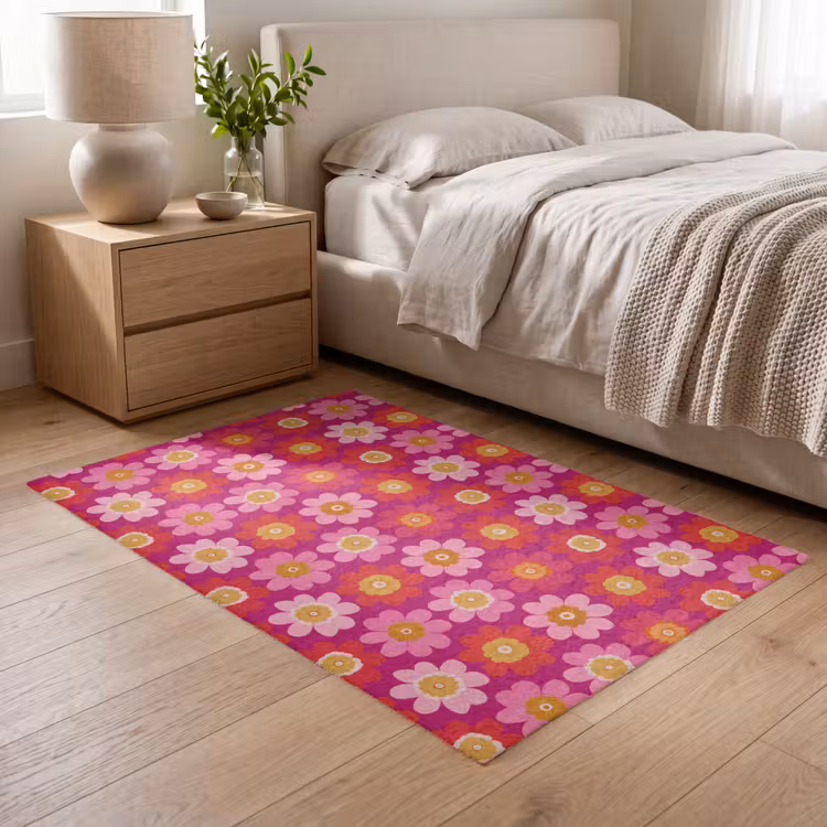Bloemen - Retro - Kleurrijk Vloerkleed Rechthoek klein 1091 -atmosphere_sfeer3_global