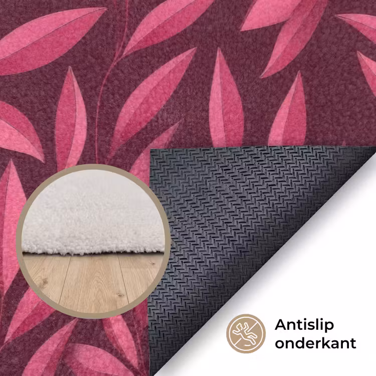 Bloemen - Roze - Natuur - Patroon Vloerkleed Rechthoek klein 1091 -uniquesellingpoint_antislip_NL_DE