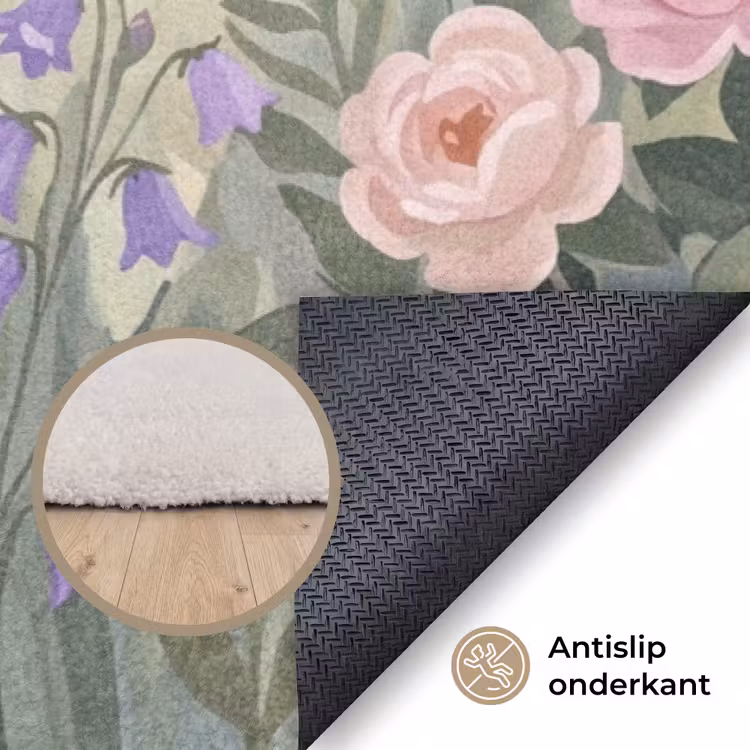Bloemen - Tuin - Natuur - Kleurrijk Vloerkleed Rechthoek klein -uniquesellingpoint_antislip_NL_DE