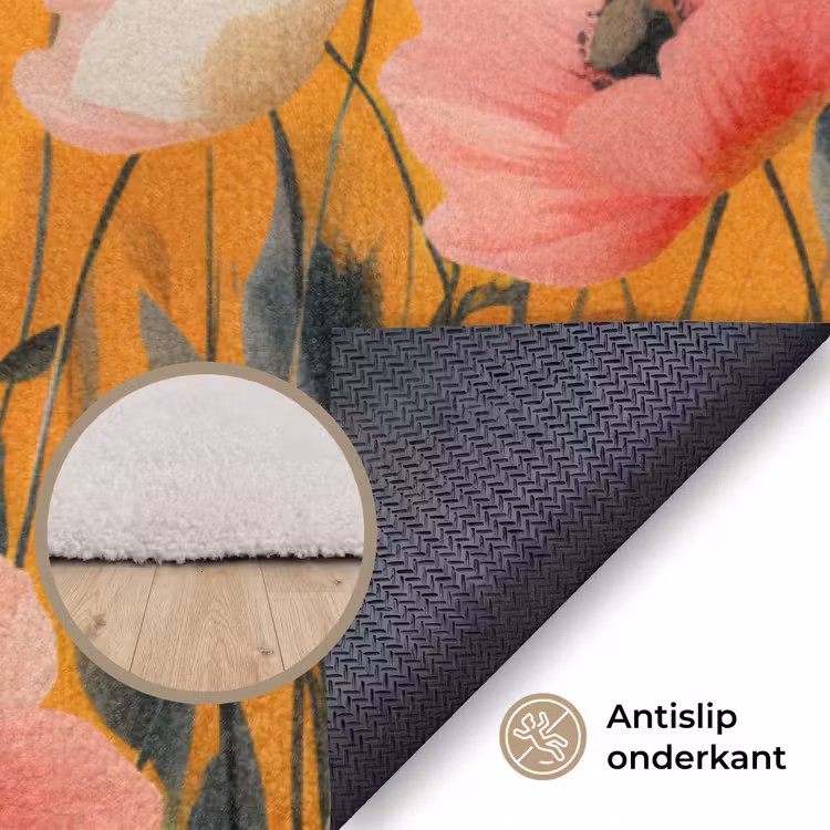 Bloemen - Veld - Geel Vloerkleed Rechthoek klein -uniquesellingpoint_antislip_NL