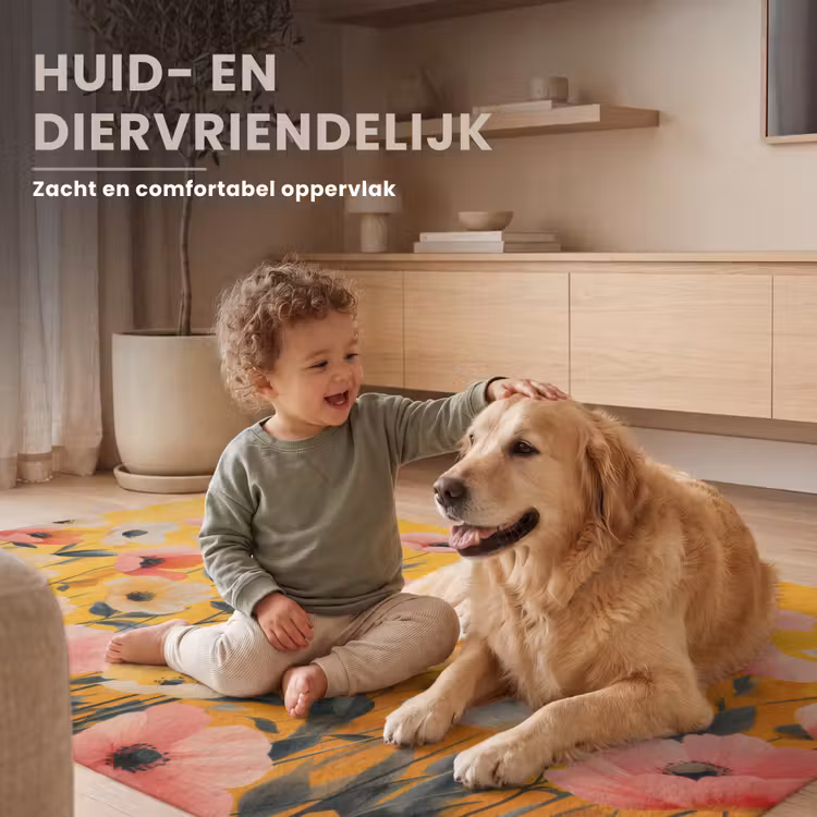 Bloemen - Veld - Geel Vloerkleed Rechthoek klein -uniquesellingpoint_zacht_NL