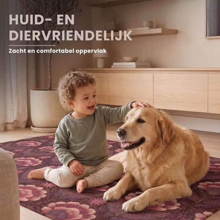 Bloemen - Waaier - Paars Vloerkleed Rechthoek klein 1091 -uniquesellingpoint_zacht_NL